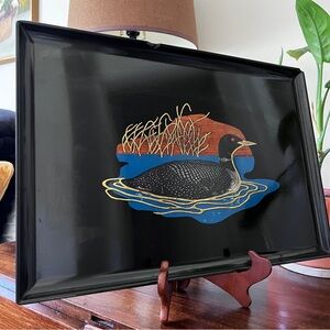 Vintage Couroc tray duck loon
